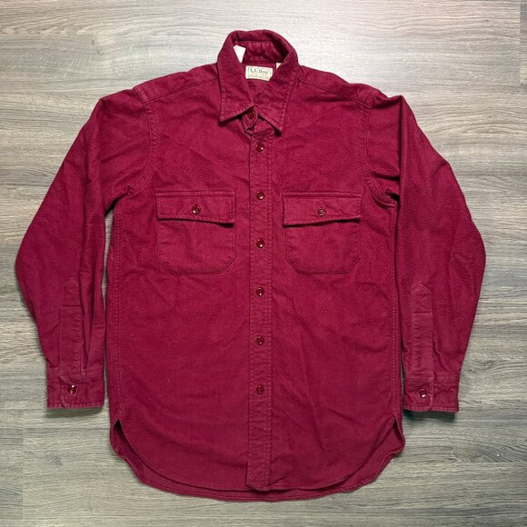 *Vintage L.L. Bean Men's Chamois Cloth Shirt Jacket Shaket - Dark Red - Picture 1 of 5